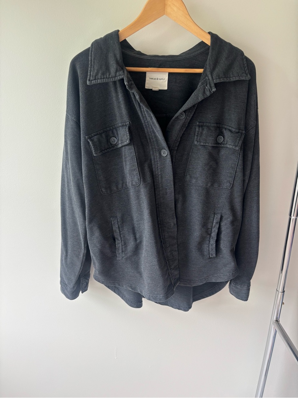 Thread & Supply Charcoal Black Utility Shirt Jacket